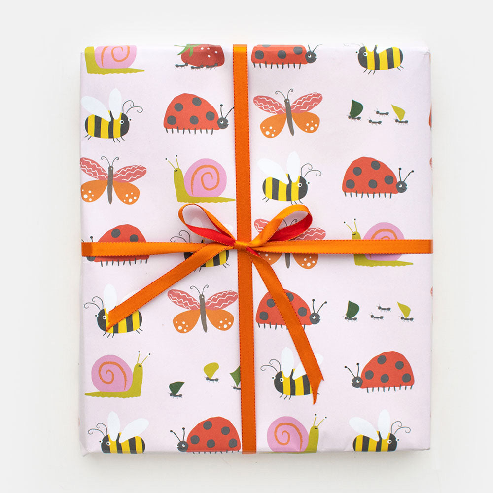 Pink Bugs Wrapping Paper Caroline Gardner