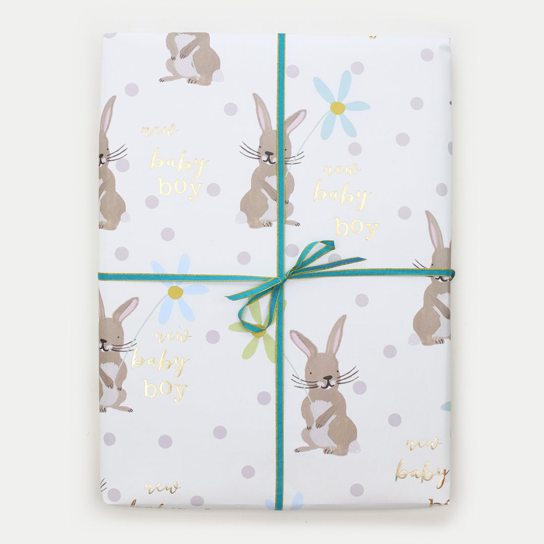 Bunny New Baby Boy Wrapping Paper, For Him New Baby Wrap, 1