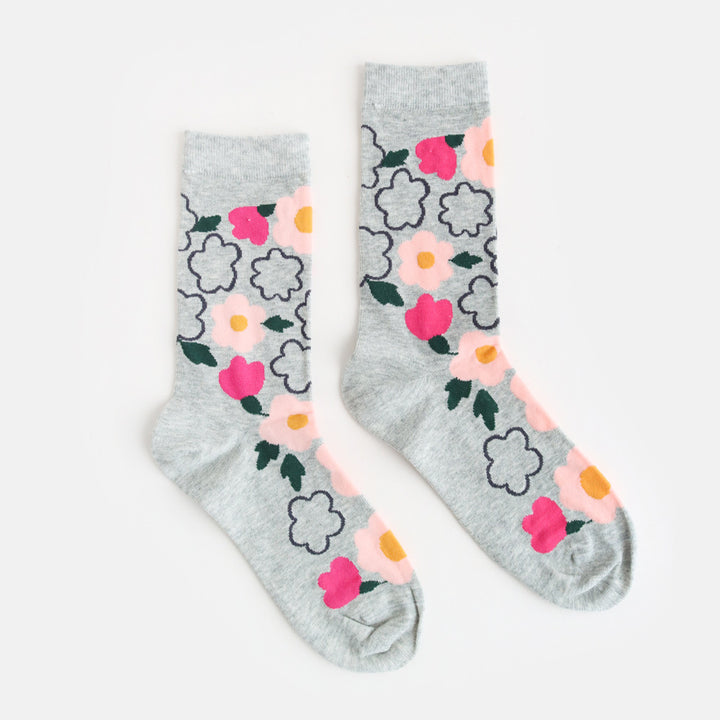 Grey Floral Socks