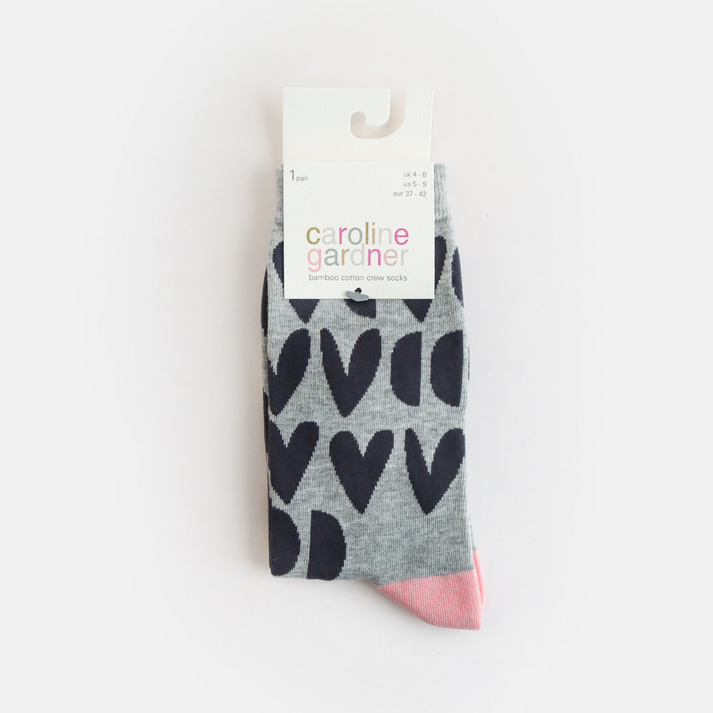 Grey Mini Hearts Socks