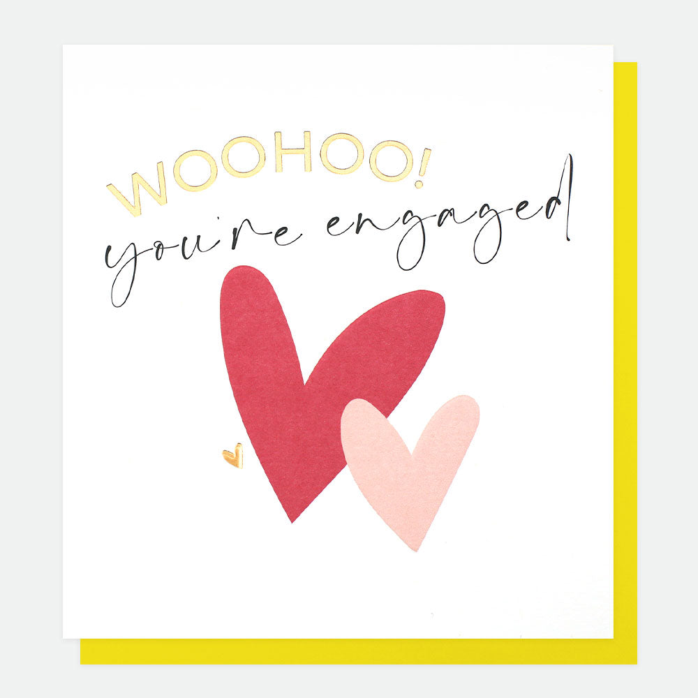 Woohoo Hearts Engagement Card, For Her For Him Mini-Poms Single Cards, 1