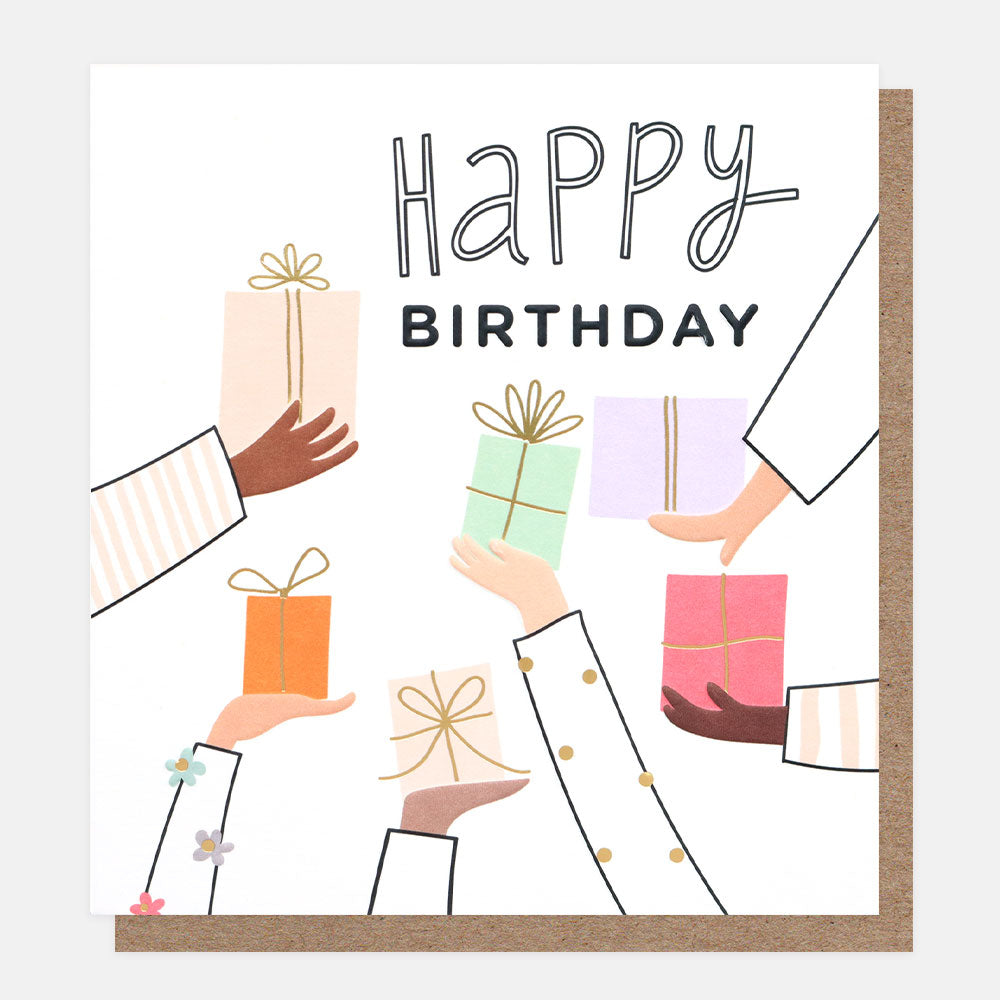 Presents In Hands Birthday Card