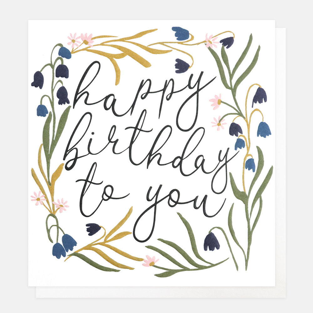 floral wreath happy birthday to you card