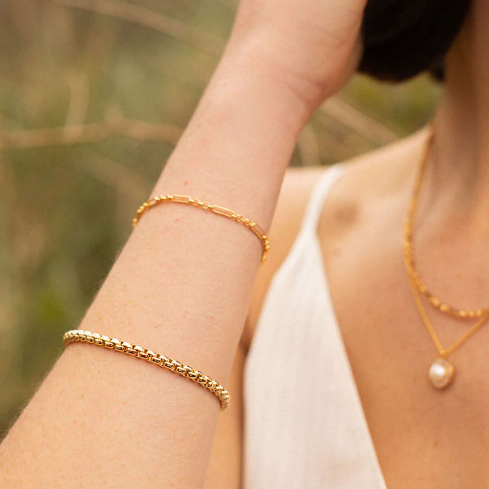 Gold Plated Layered Chain Bracelet – Caroline Gardner