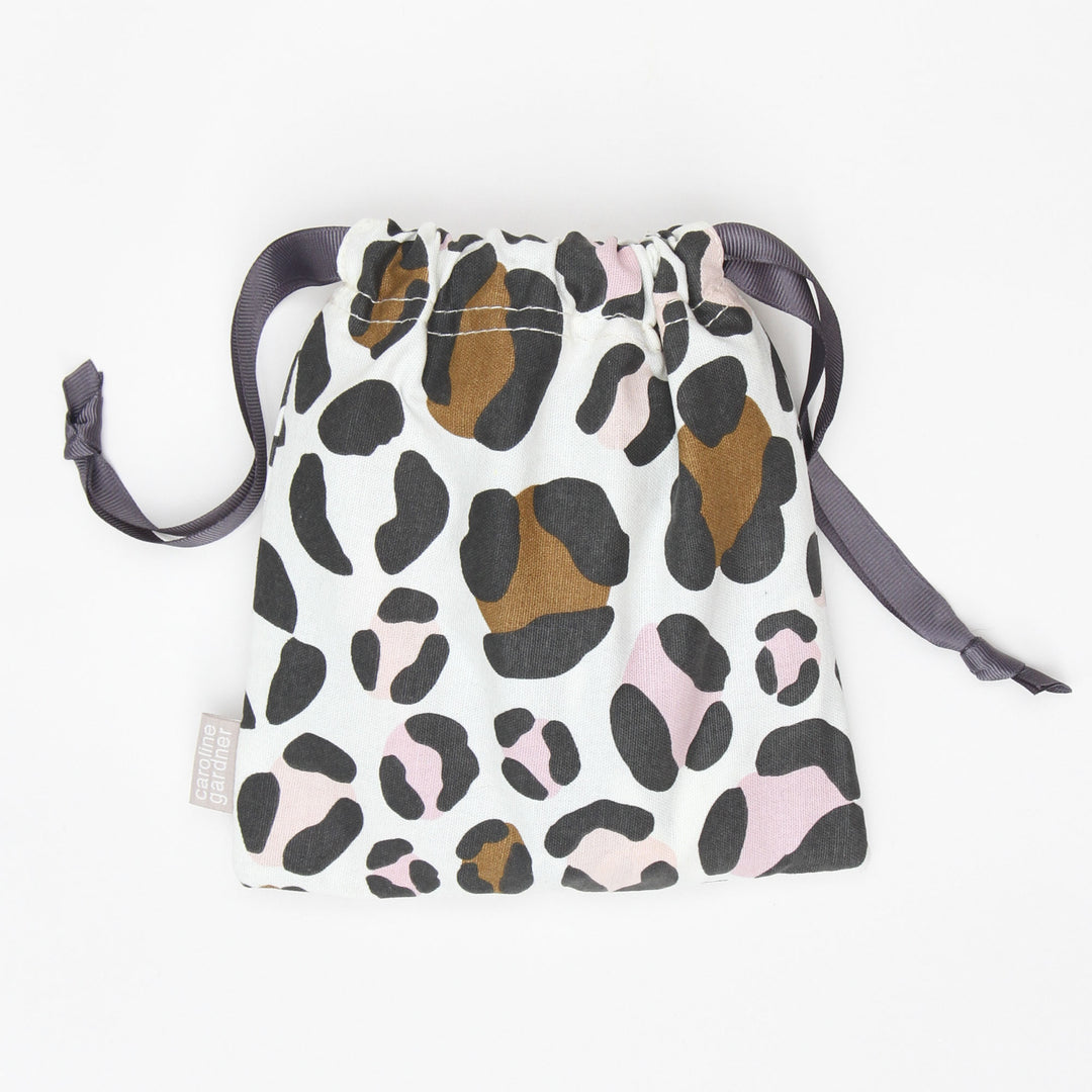 Leopard print drawstring canvas bag