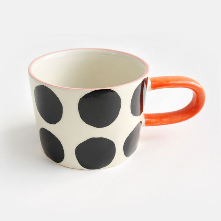 Caroline Gardner Big Spot Mug orange spotty monochrome