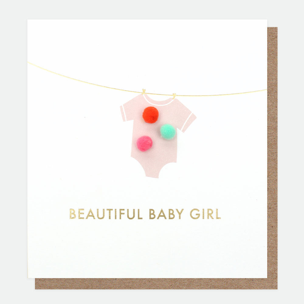 Mini Poms Beautiful New Baby Girl Card, For Her Mini-Poms Single Cards, 1