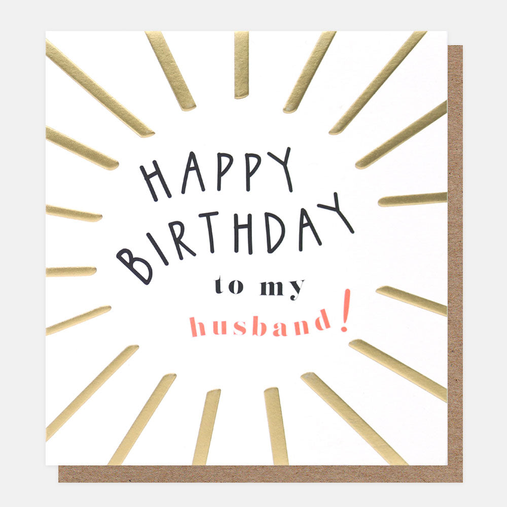 happy birthday to my husband card with gold foil sunshine design