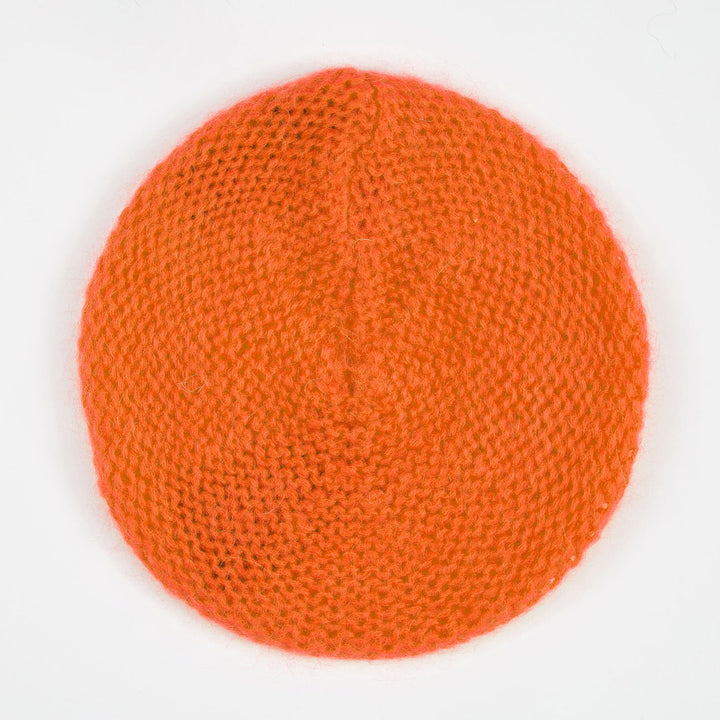 Béret tricoté en laine mélangée orange