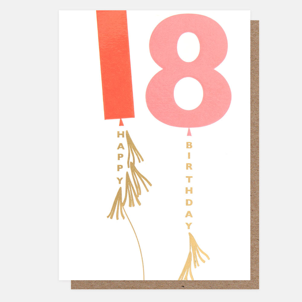 Red/Pink Balloon 18Th Birthday Card