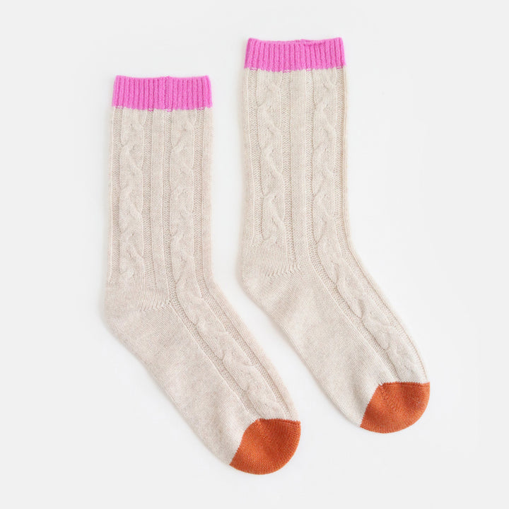 Natural Cable Cashmere Bedsocks