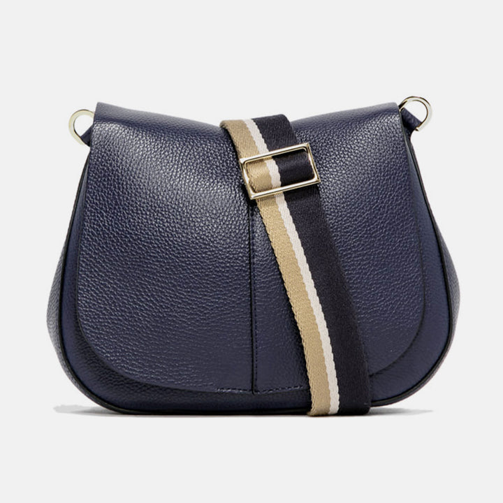 Designer Navy Leather Helena Saddle Bag