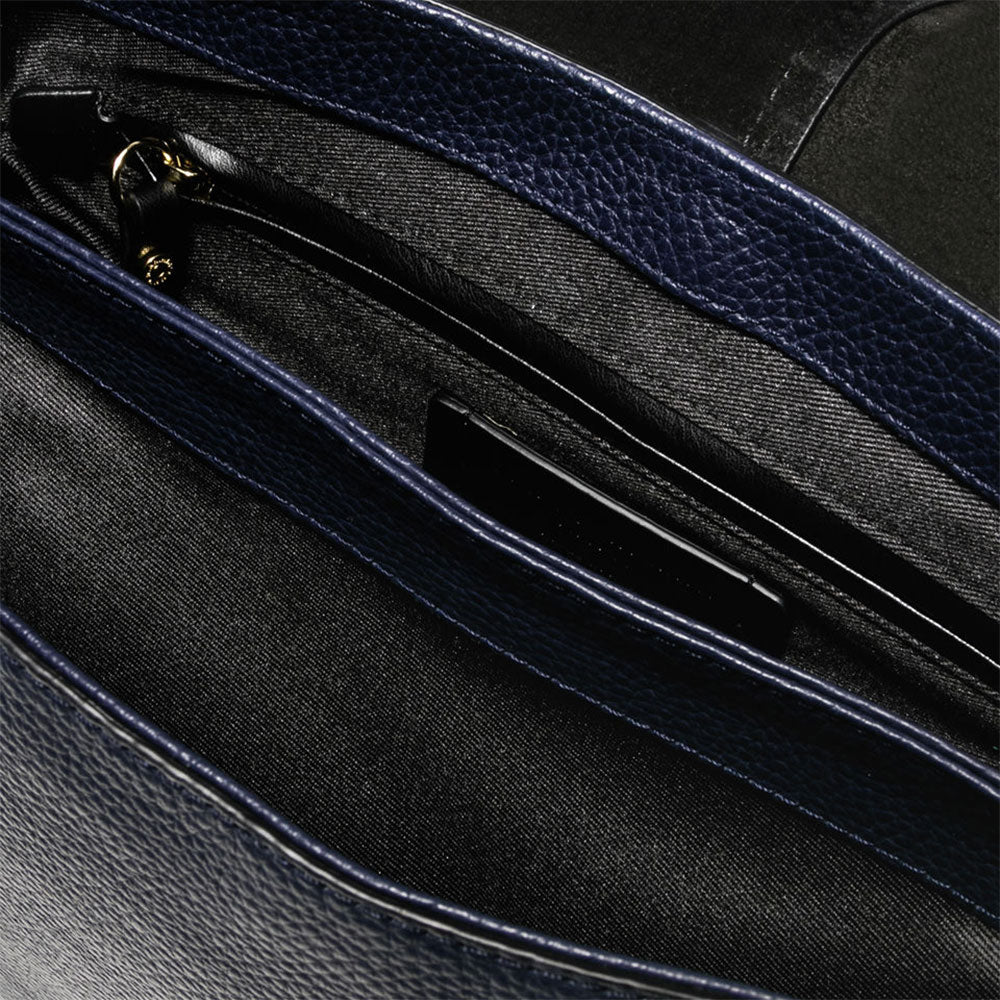 Navy Leather Helena Saddle Bag, made in Italy by Gianni Chiarini