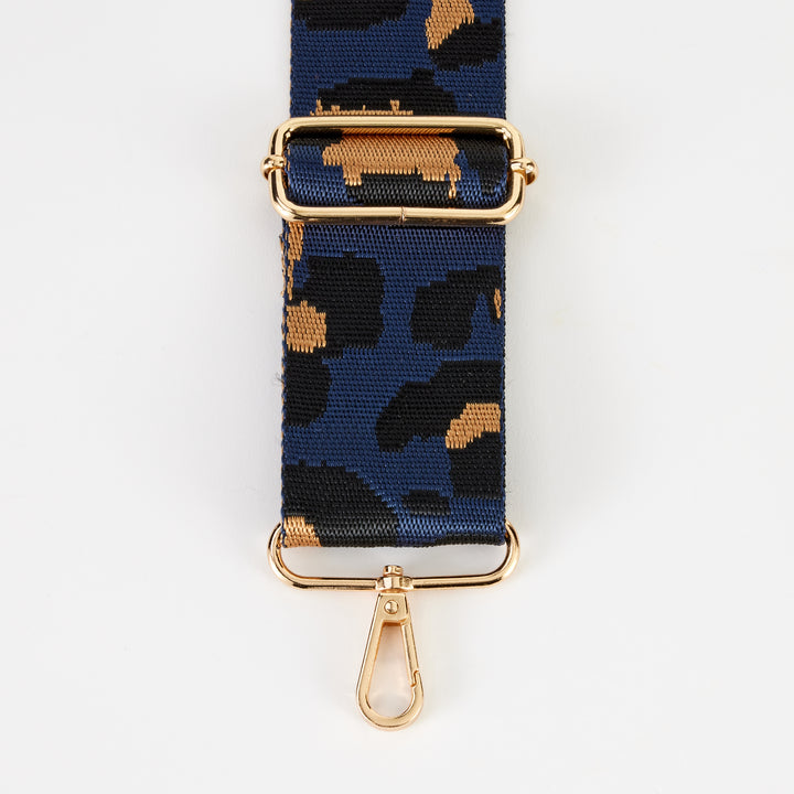 Navy Leopard Webbing Handbag Strap