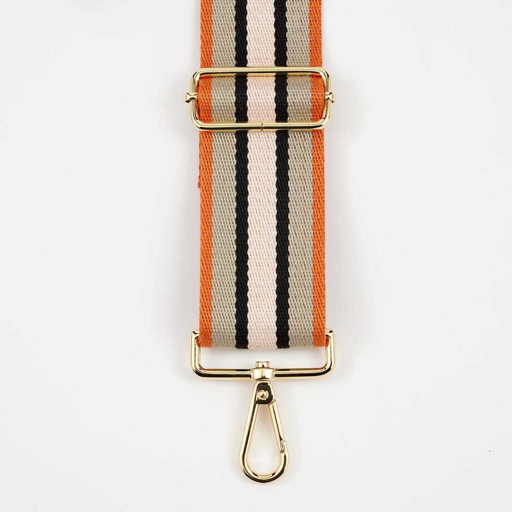 orange, cream & black stripe wide webbing handbag strap