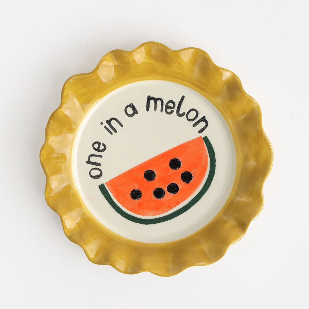 caroline gardner melon plate scallop yellow