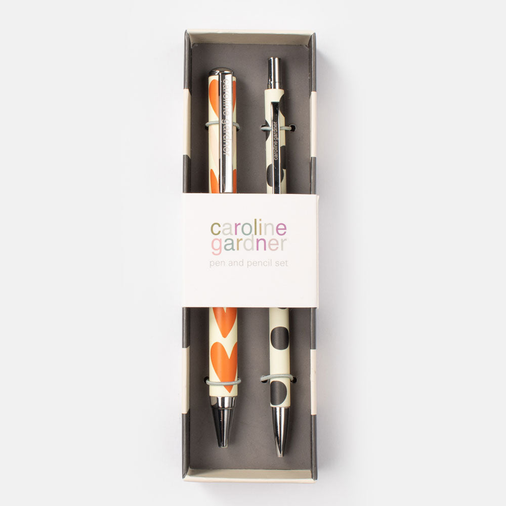 Hearts/Spot Boxed Pen and Pencil Set of 2