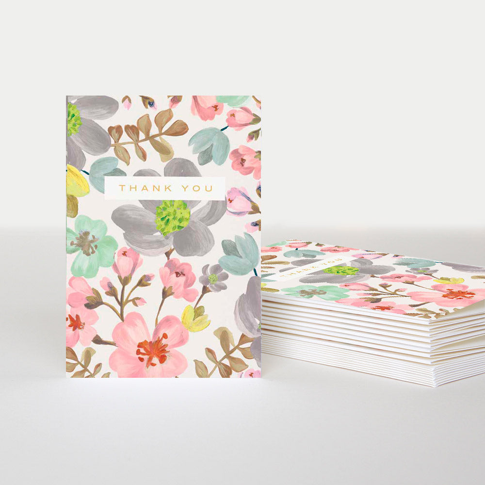 Pack of 10 floral thank you notecards