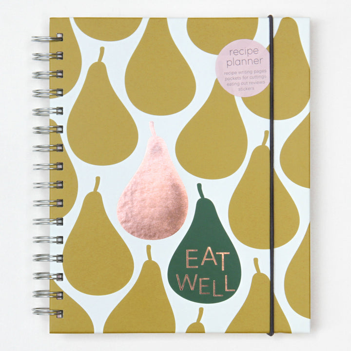 Recipe food journal with green pears