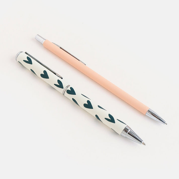 Caroline Gardner Hearts/Pink Pen & Pencil Set Of 2