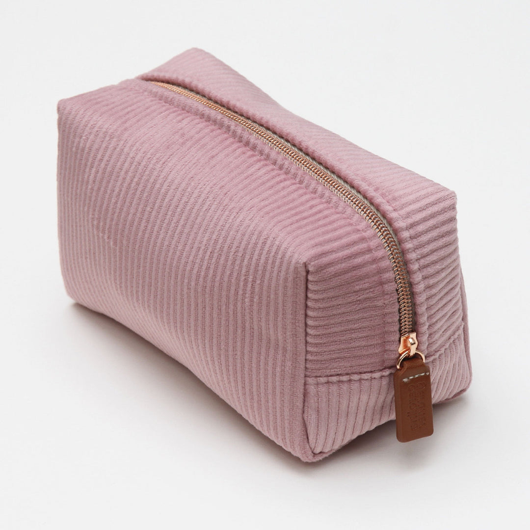Cube cosmetic bag in pink cord