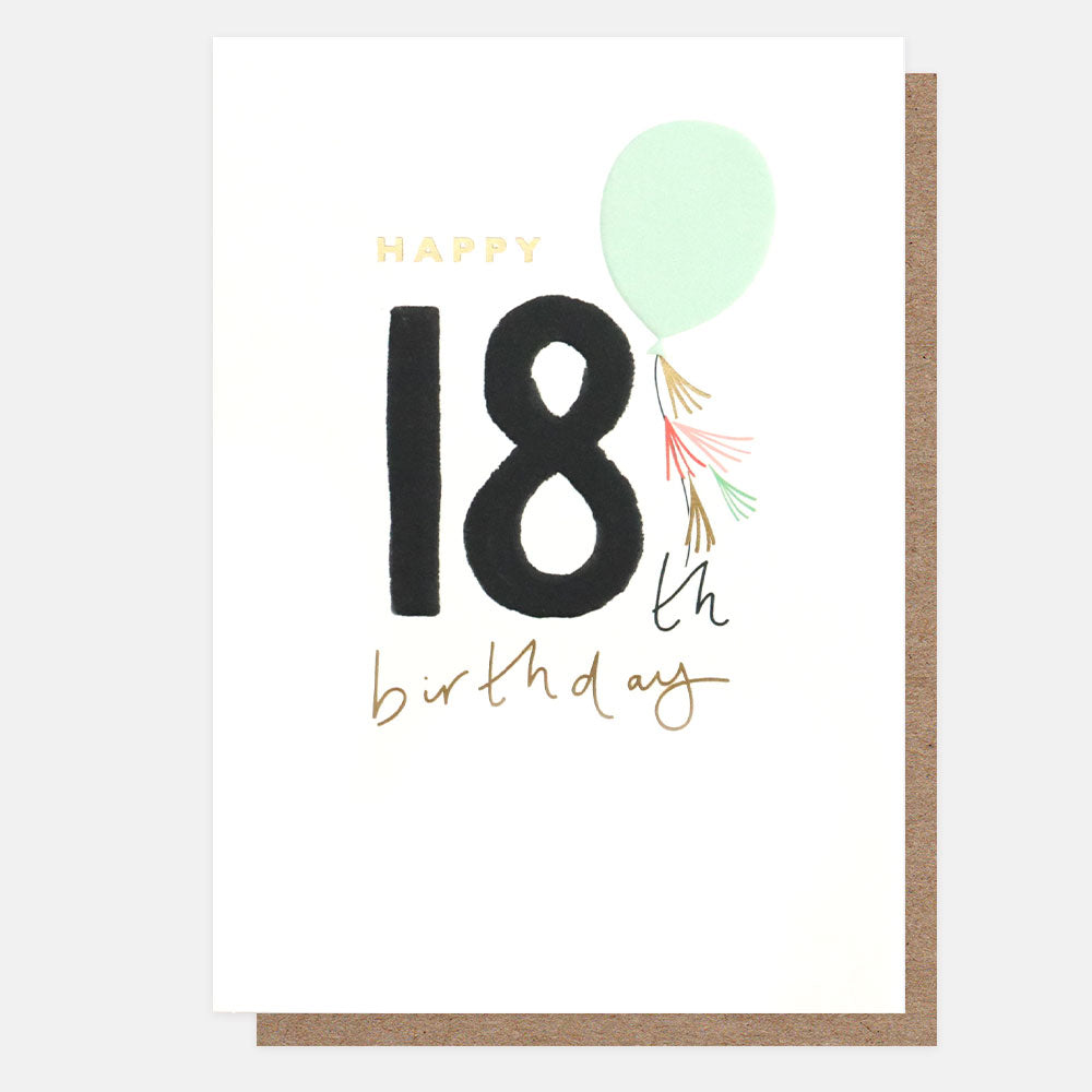 green balloon happy 18th birthday card