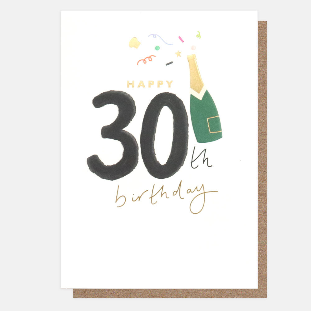 popping champagne bottle 30th birthday card