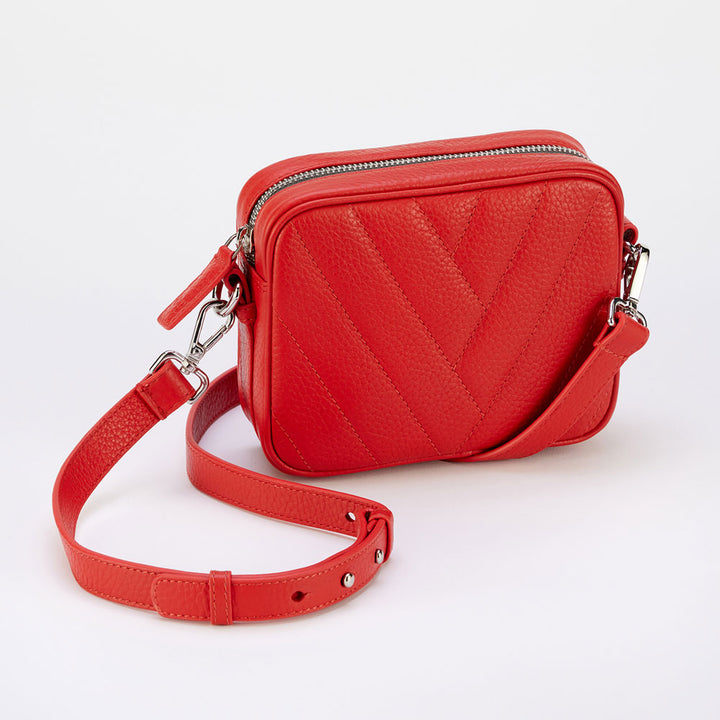 Red Quilted Mini Camera Bag