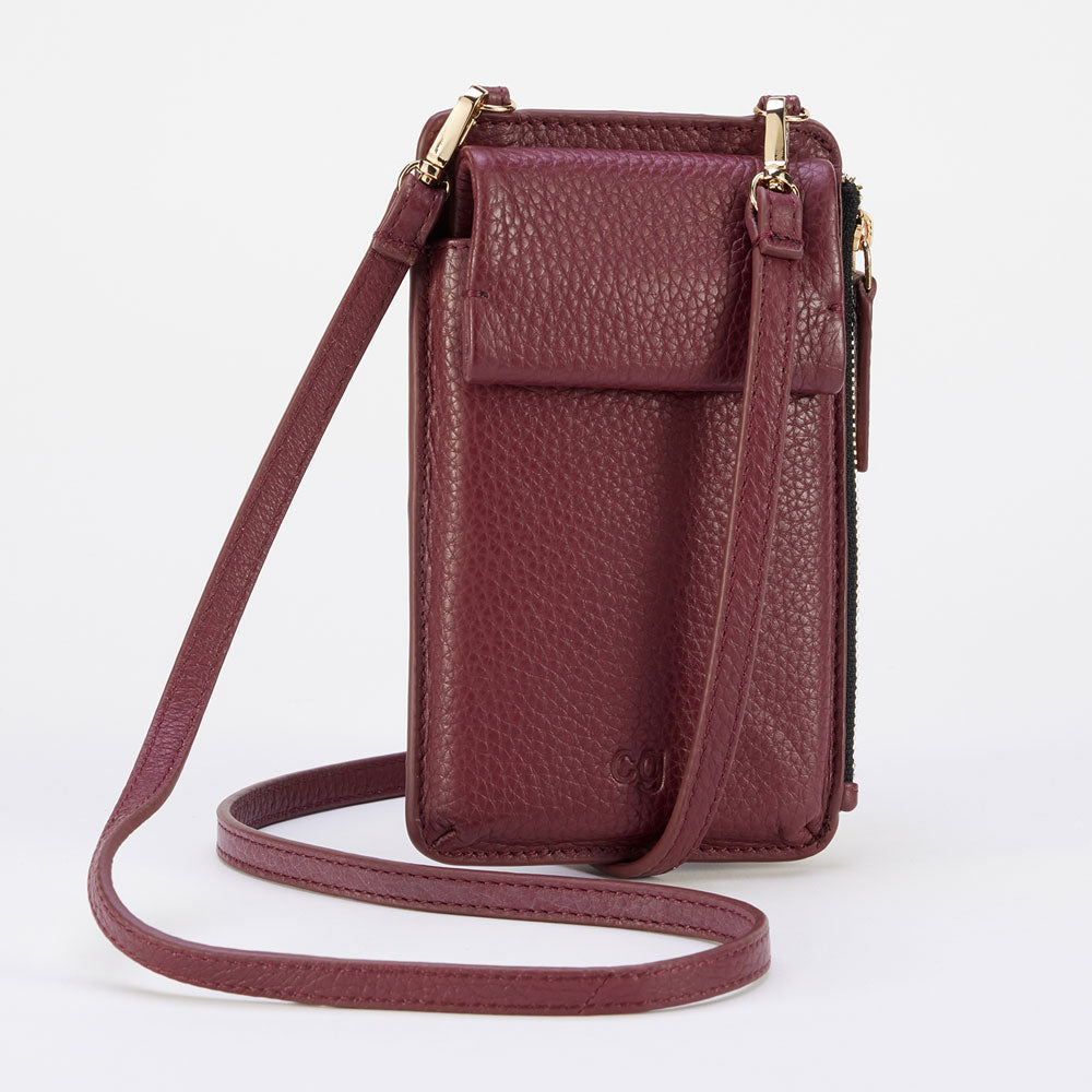 Burgundy Leather Phone Bag