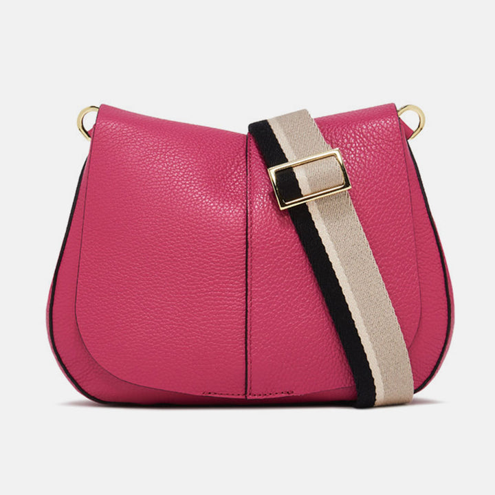 Bright Pink Leather Helena Saddle Bag