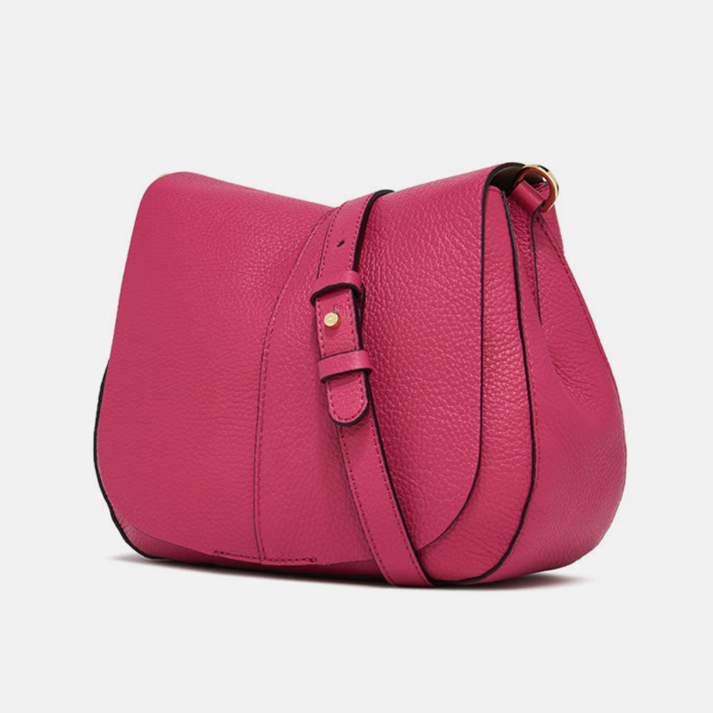 Pink Italian leather elegant saddle bag Caroline Gardner