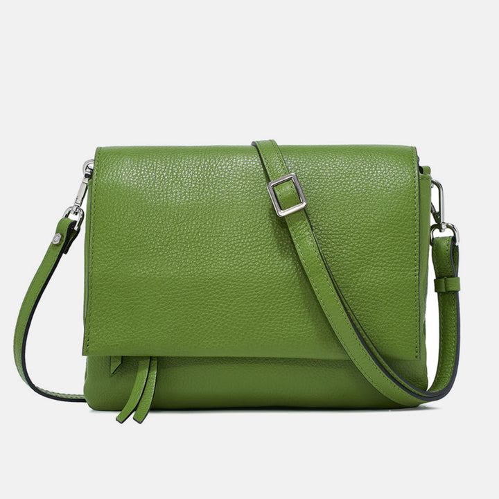 Green Leather Multi Pocket Shoulder Bag Caroline Gardner