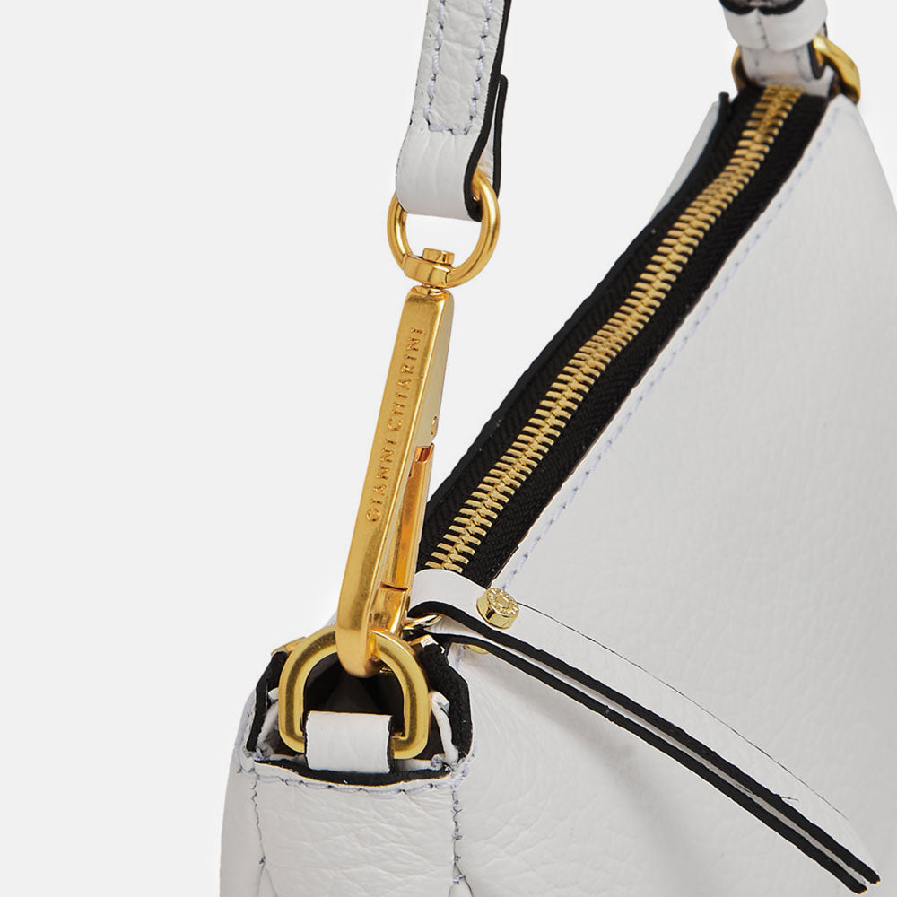 White Leather shoulder bag with gold detail Caroline Gardner