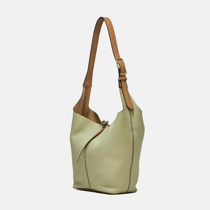 Soft Green And Brown Leather Tote Gianni Caroline Gardner