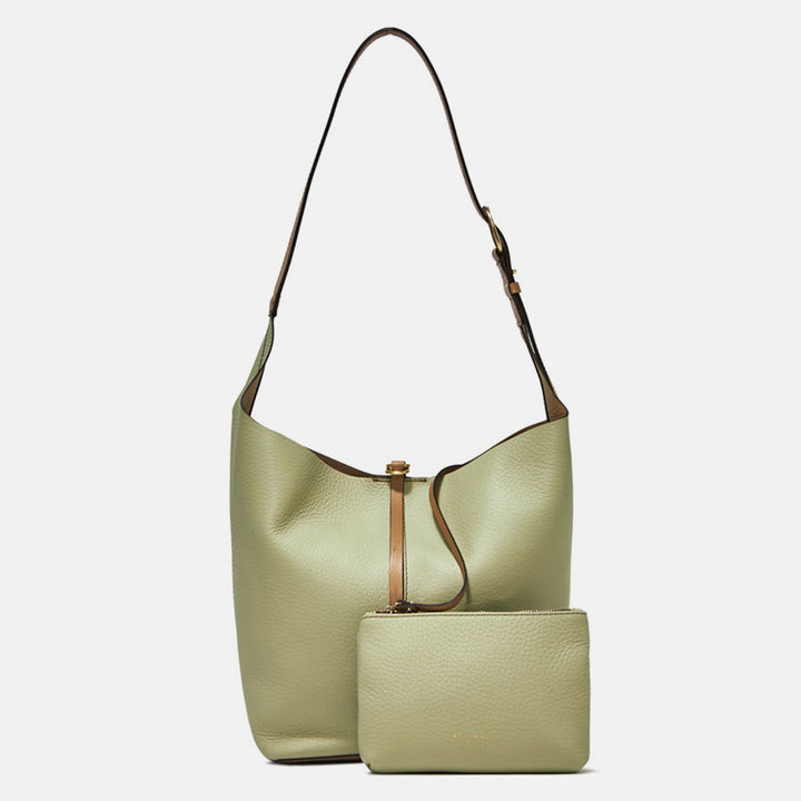 Pale Green Soft Leather Bag with Pouch Caroline Gardner