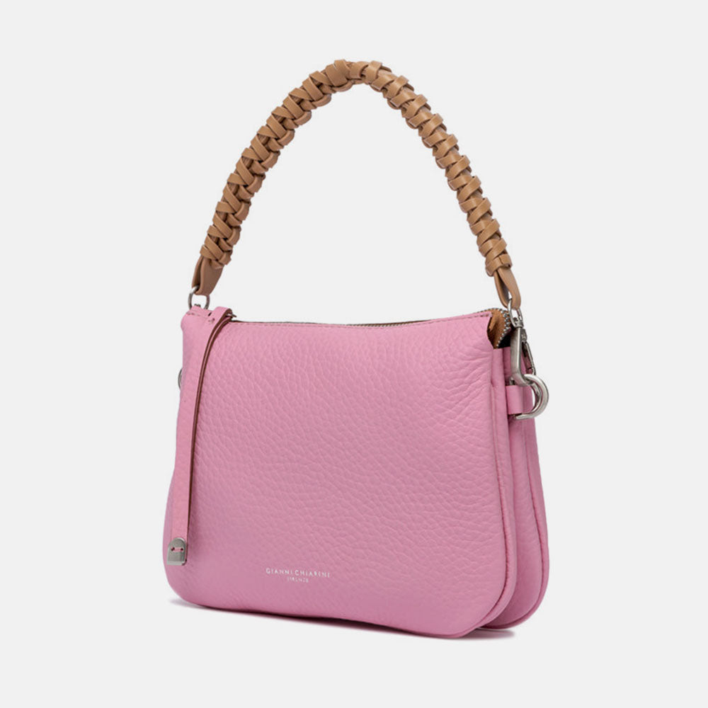 Pink leather handbag made in Italy by Gianni Chiarini  front view