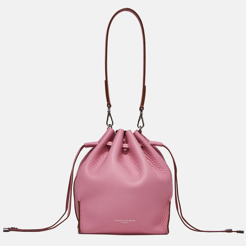Pale Pink Leather Joy Drawstring Bucket Bag