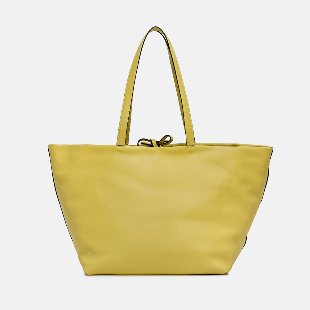 Sunny Yellow Leather Nur Woven Tote Bag