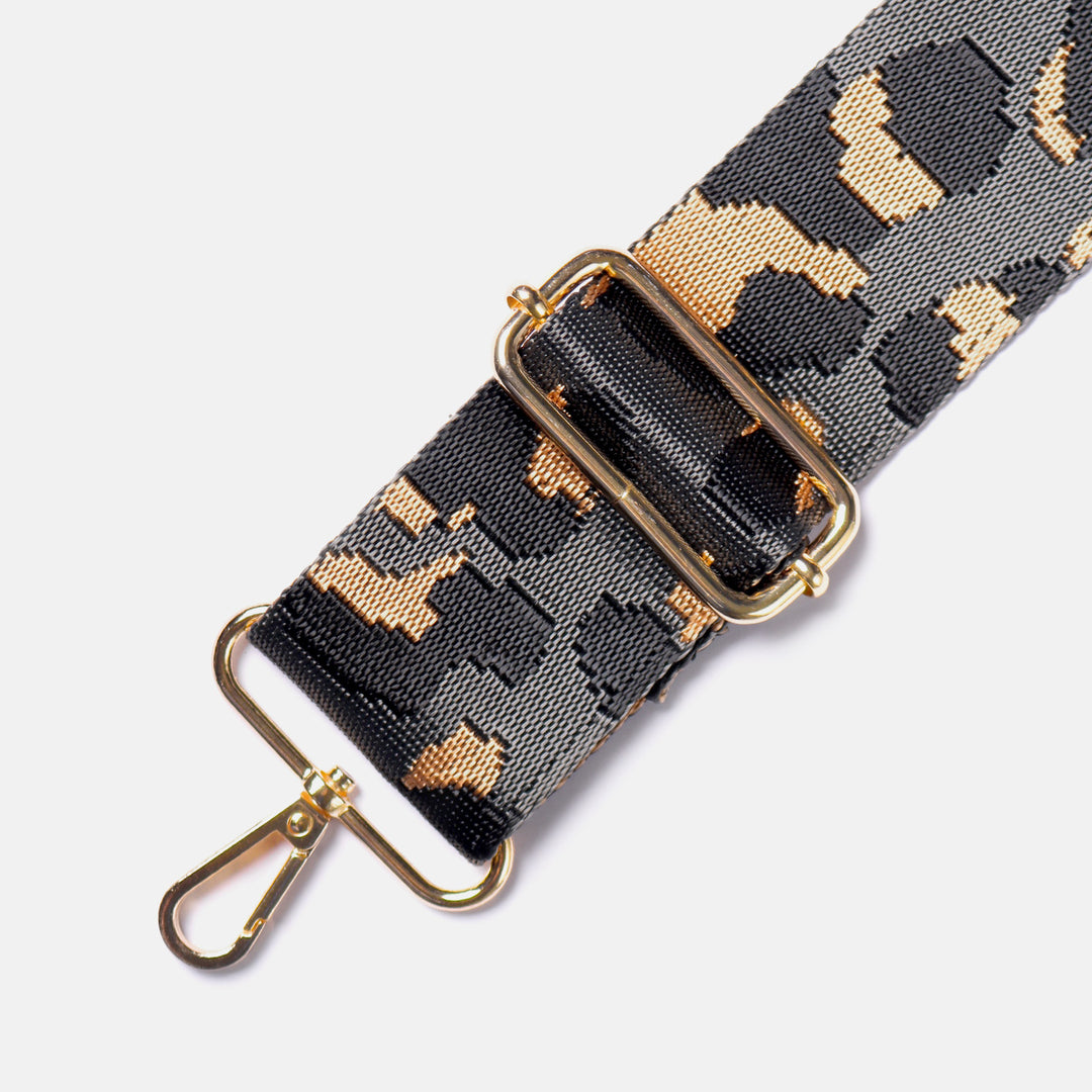 Grey Leopard Webbing Handbag Strap