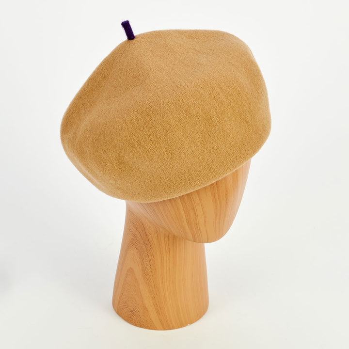 camel colour wool roll up beret