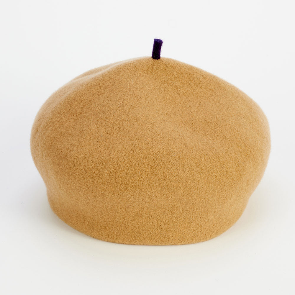 camel colour wool roll up beret