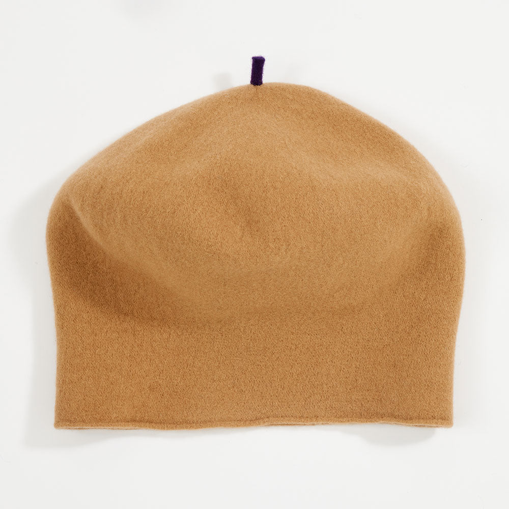 camel colour wool roll up beret