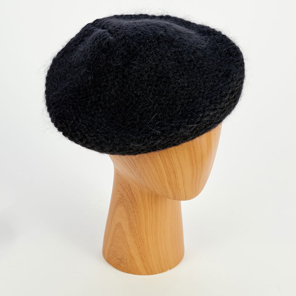 black wool mix knitted beret