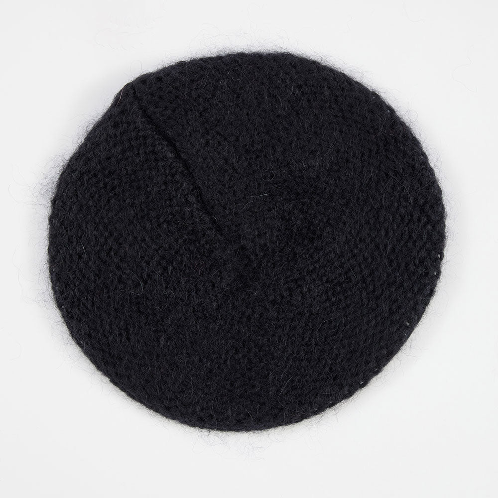 black wool mix knitted beret