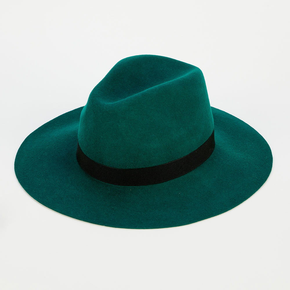 Dark Green Wool Fedora Hat