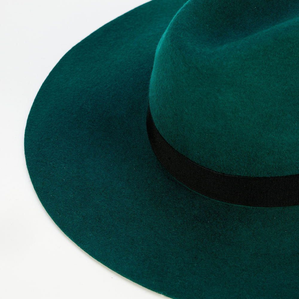 dark green wool fedora hat, made in Italy by Ferruccio Vecchi