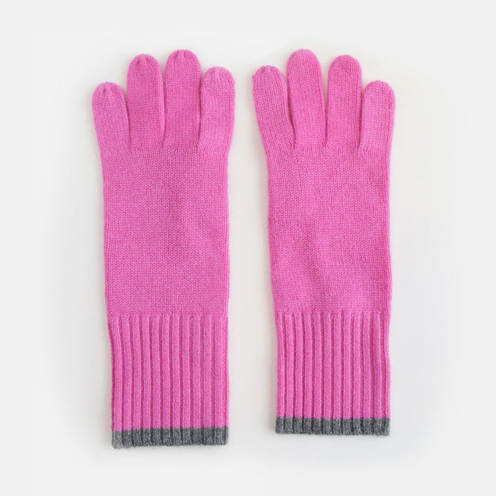 Bright Pink/Charcoal Cashmere Gloves