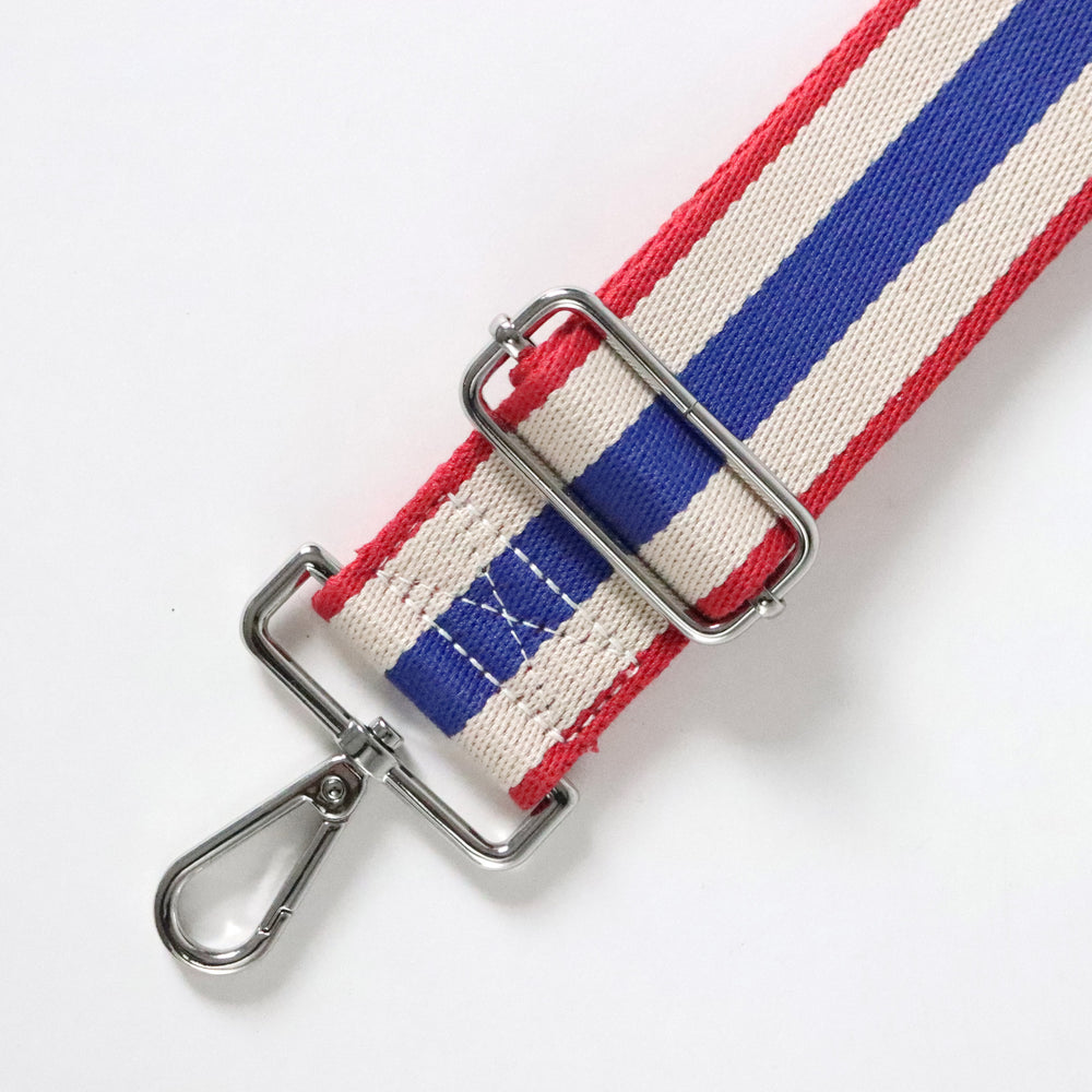 Red/Chalk/Blue Wide Webbing Handbag Strap, Crossbody Strap Multi Webbing Handbag Straps, 2