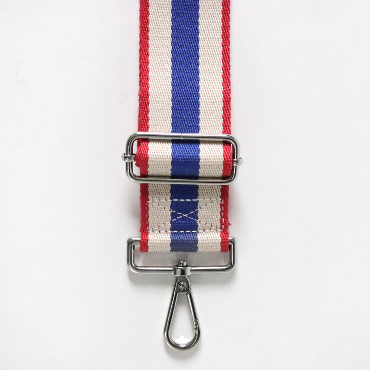 Red/Chalk/Blue Wide Webbing Handbag Strap, Crossbody Strap Multi Webbing Handbag Straps, 3