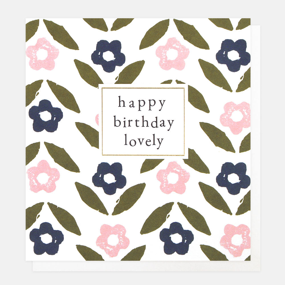 art deco floral happy birthday lovely card